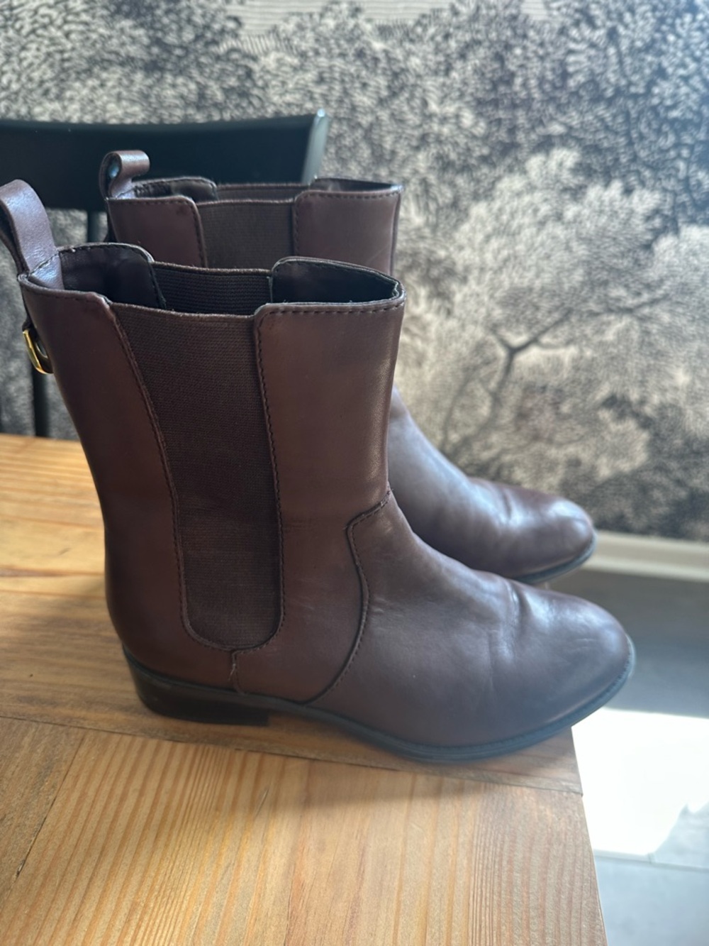 Lauren by Ralph Lauren pull on leather boots “Mona” 6.5